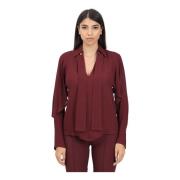 Elisabetta Franchi Burgundy Blus med Halsduk Red, Dam