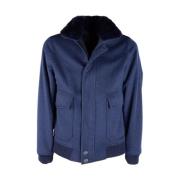 Loro Piana Kashmereffekt Minkkrage Jacka Blue, Herr