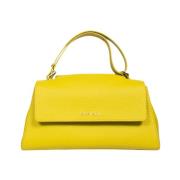 Orciani Mjuk Läder Crossbody Väska med Tre Interna Fickor Yellow, Dam