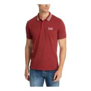 Emporio Armani EA7 Rutig Polo Shirt med Logodetalj Red, Herr