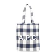 A.p.c. Blå Bomulls Shoppingväska med Rutmönster Multicolor, Dam