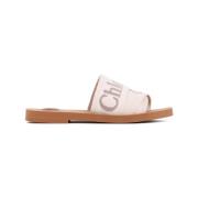 Chloé Woody Flat Mules Beige, Dam