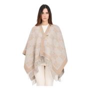 Max Mara Kunglig Logo Motiv Cape Jacka Beige, Dam