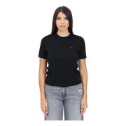 Moschino Svart Jacquard Logo Hjärta T-shirt Black, Dam