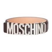 Moschino Brun Läderbälte Logospänne Brown, Unisex