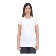 Armani Exchange Vit kortärmad T-shirt med logodetalj White, Dam