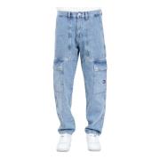 Tommy Jeans Cargo Jeans Avslappnad Passform Utility Stil Blue, Herr