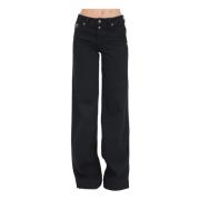 Versace Jeans Couture Svarta gotiska broderade utsvängda jeans Black, ...