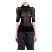 Off White Net Arrow Polo Svart Stickad Black, Dam