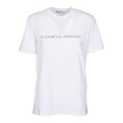 Elisabetta Franchi Logo Print Bomull T-shirt White, Dam