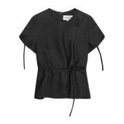 Munthe Elegant Topp med Puffärmar Black, Dam