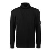 Stone Island Mysig Stickad Turtle Neck Sweater Black, Herr