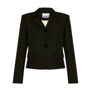 Ganni Svart Knäppt Blazer Black, Dam