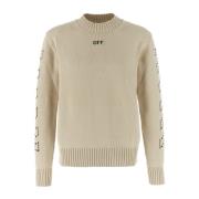 Off White Stiligt Stickat Sortiment Beige, Herr