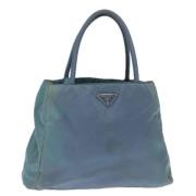 Prada Vintage Pre-owned Nylon handvskor Blue, Dam