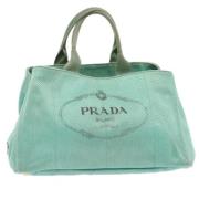 Prada Vintage Pre-owned Canvas handvskor Blue, Dam