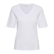 Part Two Ekologisk Bomull V-ringad T-shirt Bright White White, Dam