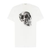 Alexander McQueen Avslappnad Bomull T-shirt White, Herr