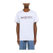 Alexander McQueen Avslappnad Bomull T-shirt Gray, Herr