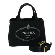 Prada Vintage Pre-owned Canvas handvskor Black, Dam