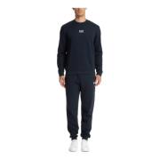 Emporio Armani EA7 Enfärgad Elastisk Midja Tracksuit med Fickor Blue, ...