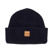 A.p.c. Räfflad Ull Kashmir Beanie Mössa Blue, Herr