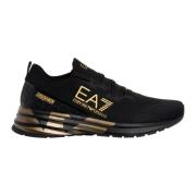 Emporio Armani EA7 Mönstrade Sneakers med Snörning Black, Herr