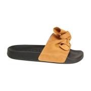 Craie Studio Senap Suede Bow Pool Sliders Orange, Dam