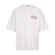 Alexander McQueen Vit Oversized Logo T-shirt Jersey White, Herr