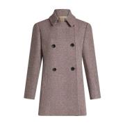 Etro Rosa Ull Tweed Peacoat Chevron Mönster Pink, Dam