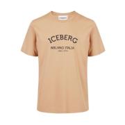 Iceberg Logo Print Bomull T-shirt Brown, Herr