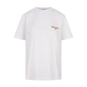 Msgm Vit Bomull Jersey Logo T-shirt White, Dam