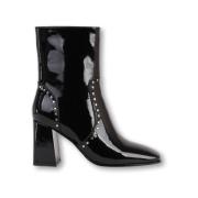 Bibi Lou Studded Svart Läder Ankelboot Black, Dam