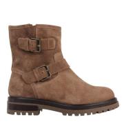 Julie Dee Taupe Biker Boots med Sidoficka Brown, Dam