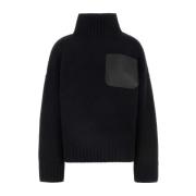 JW Anderson Oversize Svart Ullblandad Tröja Black, Dam