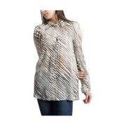 See by Chloé Zebra Randig Blus Beige, Dam