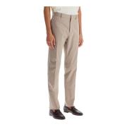 Ermenegildo Zegna Slim Fit Bomull Stretch Formella Byxor Beige, Herr