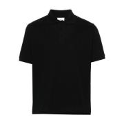 Saint Laurent Svart Logotyp Broderad Pikétröja Black, Herr