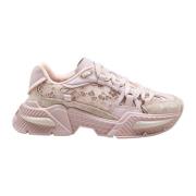 Dolce & Gabbana Beige Lace Airmaster Sneakers Pink, Dam