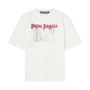 Palm Angels Grafiskt Tryck Crew Neck T-shirt White, Herr