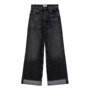 Agolde Palazzo Style Jeans Black, Dam