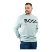 Hugo Boss Herr Sweatshirt Turkos Rund Hals Lång Ärm Blue, Herr