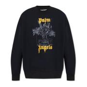 Palm Angels Sweatshirt med tryck Black, Herr