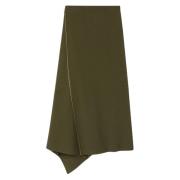 AZ Factory Lyxig Ribbad Asymmetrisk Midi Kjol Green, Dam