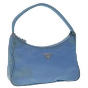 Prada Vintage Pre-owned Nylon handvskor Blue, Dam