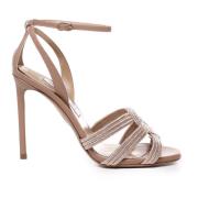 Aquazzura Sandaler med glitter och ankelrem Beige, Dam