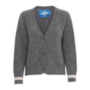 Ball Raglan Cardigan Stickad Medium Grey Melange Gray, Dam