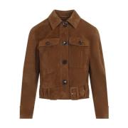 Tom Ford Sauvage Läder Cropped Jacka Brown, Dam