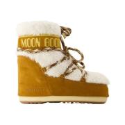 Moon Boot Shearling Läderstövlar - Brun/Vit Brown, Dam