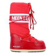 Moon Boot Röda Stängda Icon High Nylonstövlar Red, Dam